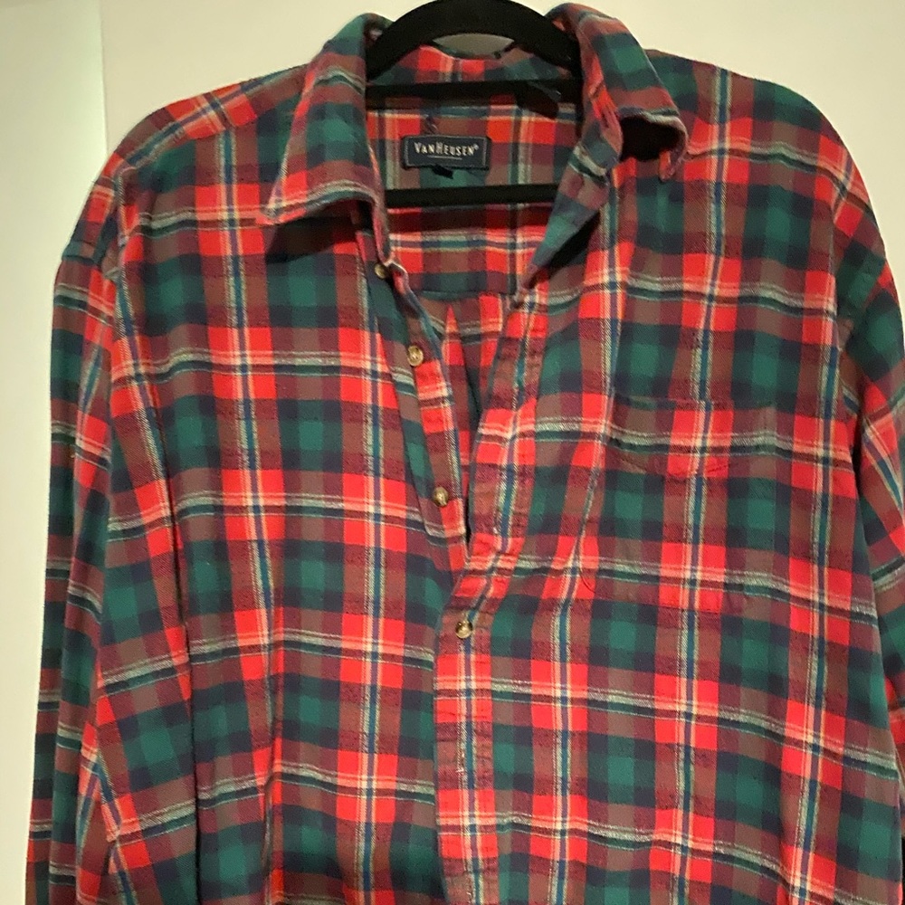 Vintage red and green checkered flannel